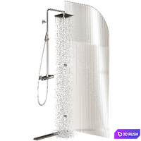 Set of fluted glass shower screens 3D Model Vray, Corona