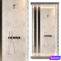Shower set with glass blocks wall and Fantini Nostromo 03 3D Model Vray, Corona