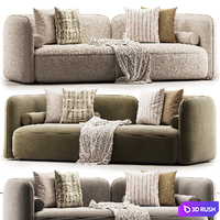 Bodrum Ivory Boucle Curved Sofa 3D Model Corona