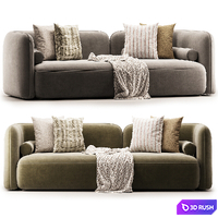 Bodrum Ivory Boucle Curved Sofa 3D Model Corona