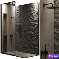 Corner Shower Cabins 02 3D Model Vray, Corona