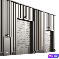 Warehouse hangar 3D Model Vray, Corona