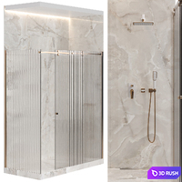 Shower enclosure 03 with ribbed glass 3D Model Corona