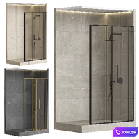 Shower cabin with partition 05 3D Model Vray, Corona