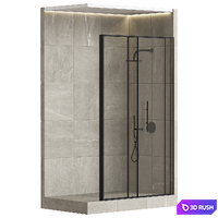 Shower cabin with partition 05 3D Model Vray, Corona