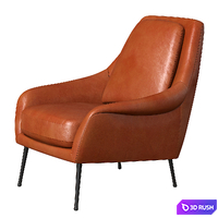 Lottie Leather Chair - Metal Legs 3D Model Corona