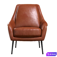 Lottie Leather Chair - Metal Legs 3D Model Corona