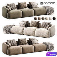 Chaise longue XL componibile in bouclé Sofia 3D Model Corona