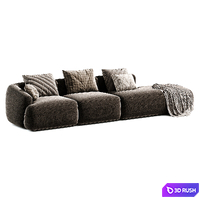 Chaise longue XL componibile in bouclé Sofia 3D Model Corona