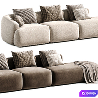 Chaise longue XL componibile in bouclé Sofia 3D Model Corona