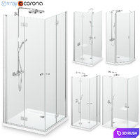 Radaway Nes Brushed Nickel 3 Shower Enclosures 3D Model Vray, Corona