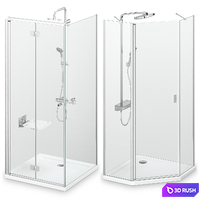 Radaway Nes Brushed Nickel 3 Shower Enclosures 3D Model Vray, Corona