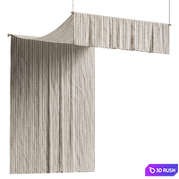 Striped Linen Canopy for Bedroom 3D Model Vray, Corona
