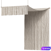 Striped Linen Canopy for Bedroom 3D Model Vray, Corona