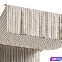 Striped Linen Canopy for Bedroom 3D Model Vray, Corona
