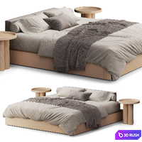 Scandinavian Style Bed 01 3D Model Vray, Corona