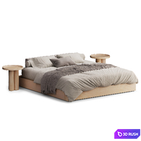 Scandinavian Style Bed 01 3D Model Vray, Corona