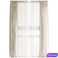 Double Height Linen Curtain w Tulle 3D Model Vray, Corona