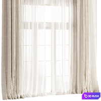 Double Height Linen Curtain w Tulle 3D Model Vray, Corona