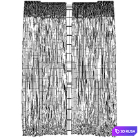 Double Height Linen Curtain w Tulle 3D Model Vray, Corona