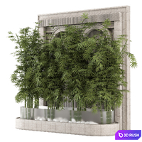 Indoor Wall Bamboo Garden Stone Base_Set 4217 3D Model Vray, Corona
