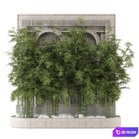 Indoor Wall Bamboo Garden Stone Base_Set 4217 3D Model Vray, Corona
