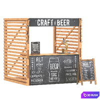 Wooden kiosk 3D Model Vray