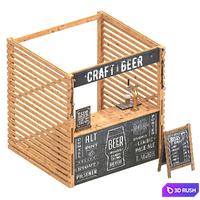 Wooden kiosk 3D Model Vray