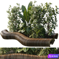 Bench Garden Wood Parametric - Urban Furniture Bench 63 3D Model Vray, Corona