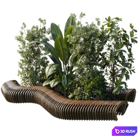 Bench Garden Wood Parametric - Urban Furniture Bench 63 3D Model Vray, Corona