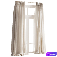 Tie-Top Draped Translucent Curtains 3D Model Corona