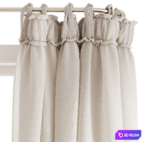 Tie-Top Draped Translucent Curtains 3D Model Corona