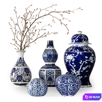 Vases Set 02 3D Model Vray, Corona