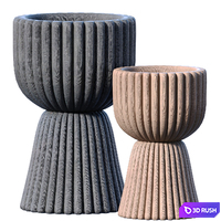 Decorative Relief fluted Garden Floor High Vase, Urn,pot,jar,planters in a modern style for home decoration.Modern Vases 3D Model Vray, Corona