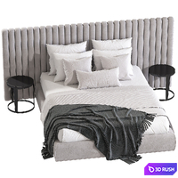 Double bed No. 206. 3D Model Vray, Corona