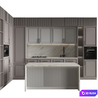 Neoclassical Kitchen 205 3D Model Vray, Corona
