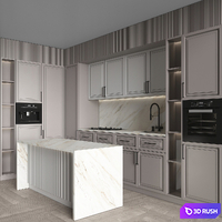 Neoclassical Kitchen 205 3D Model Vray, Corona
