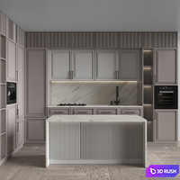 Neoclassical Kitchen 205 3D Model Vray, Corona