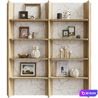 Wooden wall shelf unit with decor 3D Model Corona