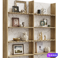 Wooden wall shelf unit with decor 3D Model Corona