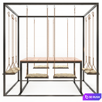 Garden swing table 3D Model Vray, Corona