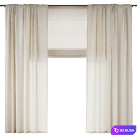 Straight linen curtains 3D Model Corona