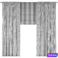 Straight linen curtains 3D Model Corona