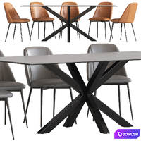 Cult Furniture Heaven 8 Seat Dining Table and Marco Chair 3D Model Vray, Corona