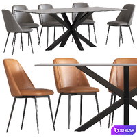 Cult Furniture Heaven 8 Seat Dining Table and Marco Chair 3D Model Vray, Corona