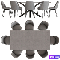 Cult Furniture Heaven 8 Seat Dining Table and Marco Chair 3D Model Vray, Corona