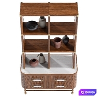 Deluxe Tamboured Storage Shelf 3D Model Vray, Corona