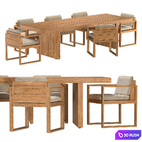 CAPE TOWN TEAK Dining group 3D Model Vray, Corona