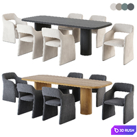 CAMERICH Echo Petite Chair. Archer Dining Table. 3D Model Vray, Corona