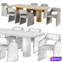 CAMERICH Echo Petite Chair. Archer Dining Table. 3D Model Vray, Corona